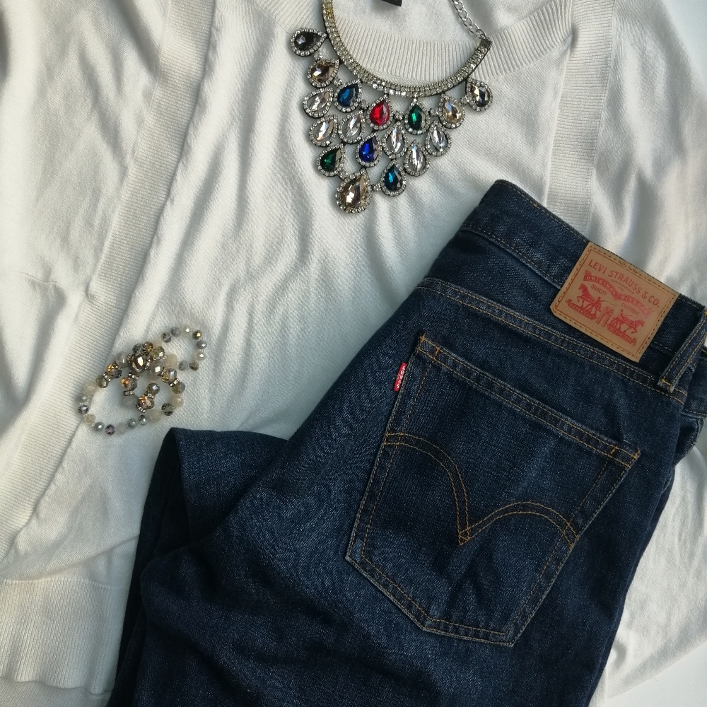 Ann Taylor Sweater Top White